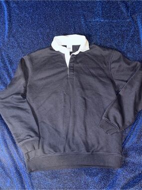 Zara Navy Polo with White Collar